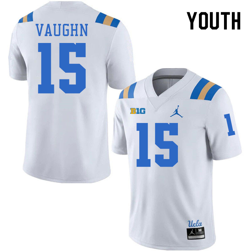 Youth #15 Joseph Vaughn Big 10 Conference College Football Jerseys Stitched-White